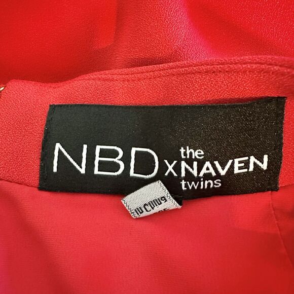 NBD X The Naven Twins‎ Red Mini Halter Cut-Out Dress M - Picture 11 of 13